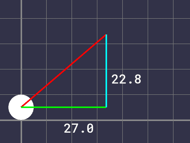 Screenshot of program showing velocity vector components